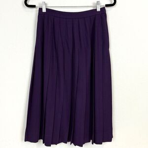 Vintage Talbots Purple Worsted Wool Pleated Midi Skirt 10P (26" Waist)